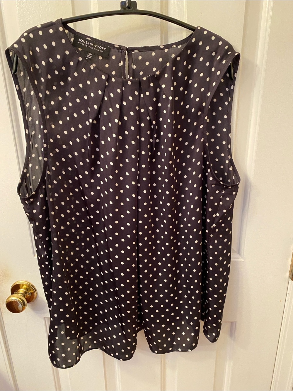 Jones New York Black and White Polka Dot Sleeveless Blouse